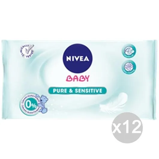 "Set 12 NIVEA Baby 86144 Salviette Sensitive X63 Igiene E Cura Del Bambino"