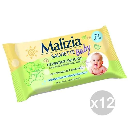 "Set 12 MALIZIA Salviet. Baby X72 Camomilla Busta Igiene E Cura Del Bambino"
