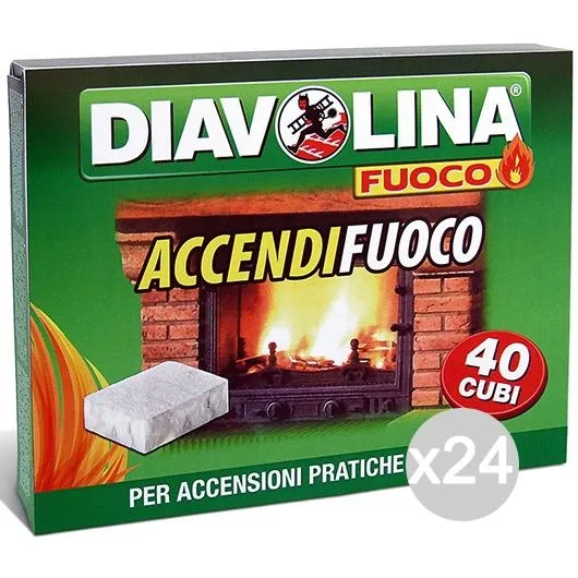 "Set 24 DIAVOLINA Accendifuoco X40 Per Barbecue E Camino"