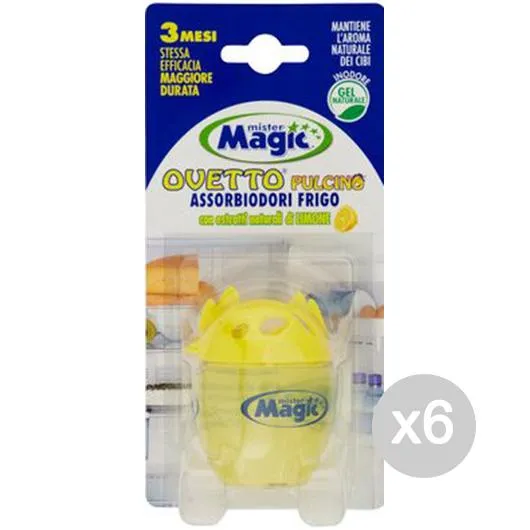 "Set 6 MISTER MAGIC Deodorante Frigo Ovetto Pulcino Limone Profumazione Della Casa"