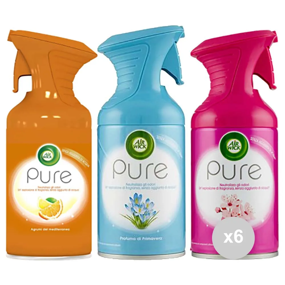 "Set 6 AIR WICK Deodorante spray -pure- cassa mista 250 ml fragranza per ambienti"
