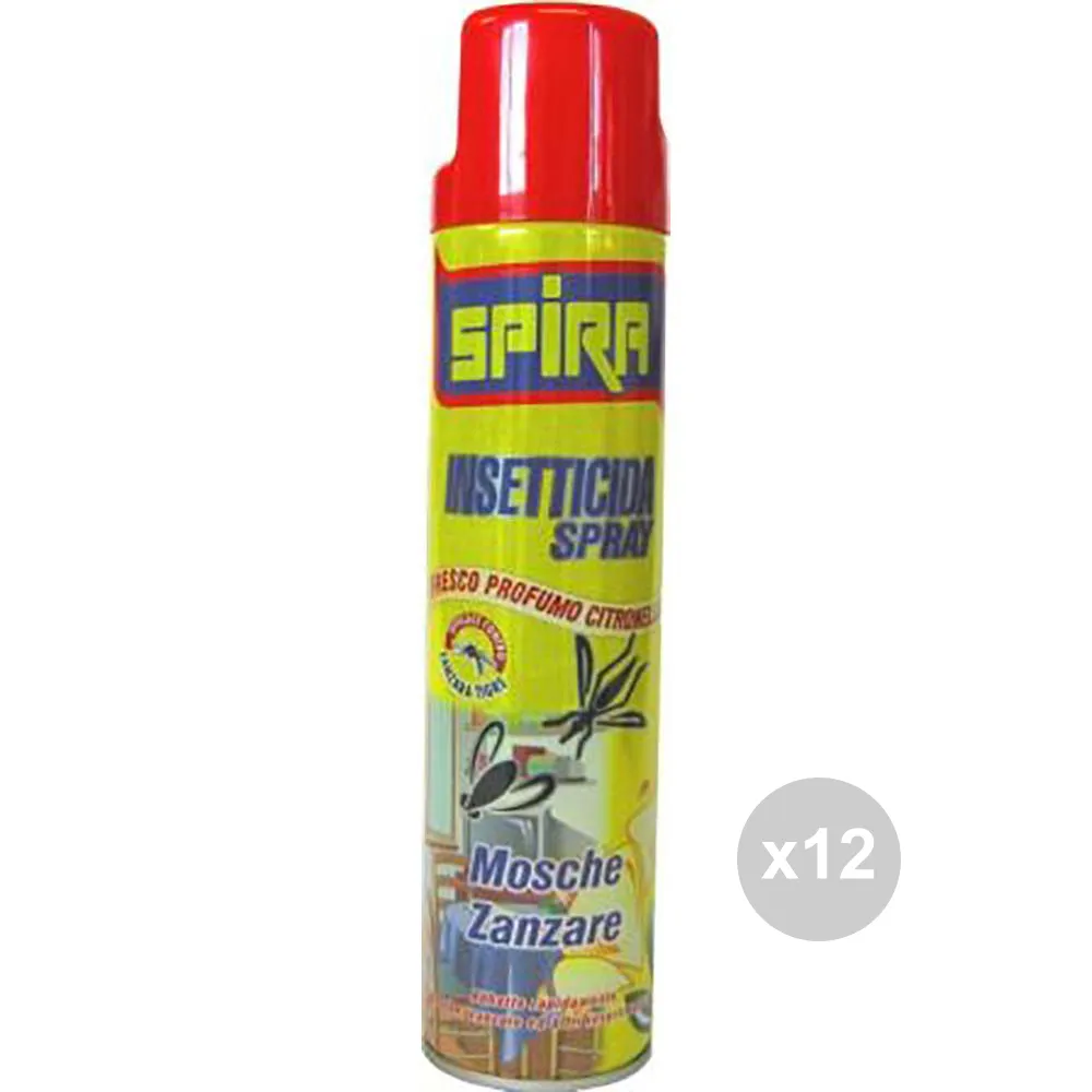 "Set 12 SPIRA Insetticida spray profumato mosche/zanzare ml400"