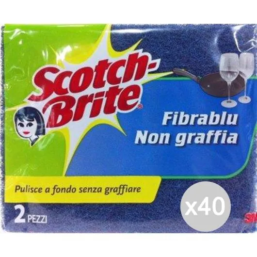 "Set 40 SCOTCH BRITE Antigraffio 2+1 Spugna+Fibra Attrezzo Pulizia Della Casa"