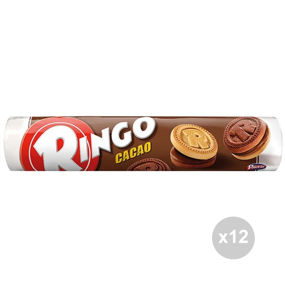 "Set 12 RINGO Biscotti tubo cacao gr. 165 snack dolce"