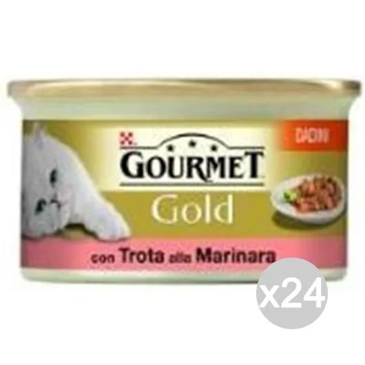 "Set 24 PURINA Gourmet Gold Dadini Trota Verdure Gr 85 Cibo Per Gatti"