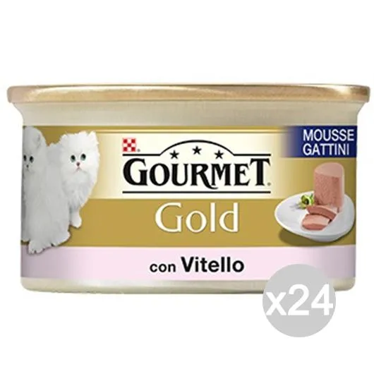 "Set 24 PURINA Gourmet Gold Mousse Vitello Kitten Gr 85 Cibo Per Gatti"