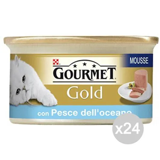 "Set 24 PURINA Gourmet Gold Mousse Pesce D'Oceano Gr 85 Cibo Per Gatti"