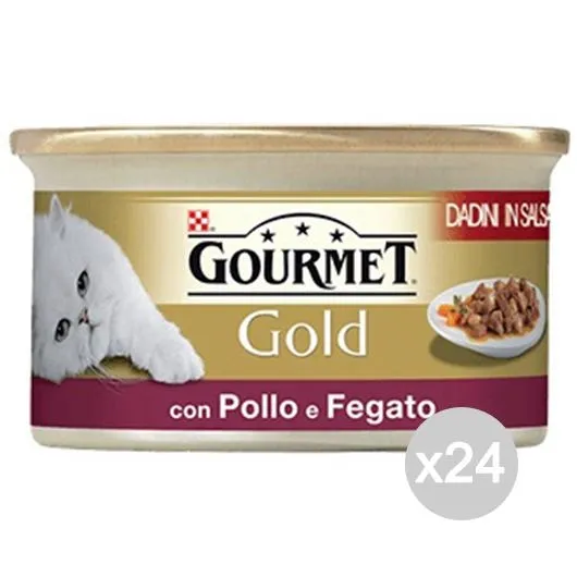 "Set 24 PURINA Gourmet Gold Dadini Fegatini Pollo Gr 85 Cibo Per Gatti"
