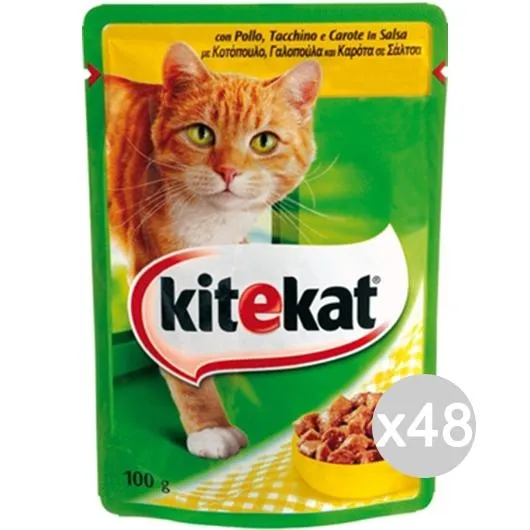 "Set 48 KITEKAT Gatto Busta 100 Pollo Cibo Per Gatti"