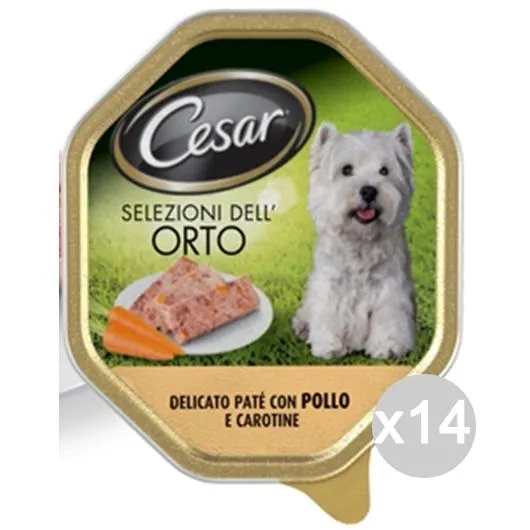 "Set 14 CESAR Selezione Orto Vaschetta Pollo Carotine 150Gr Articolo Per Cani"