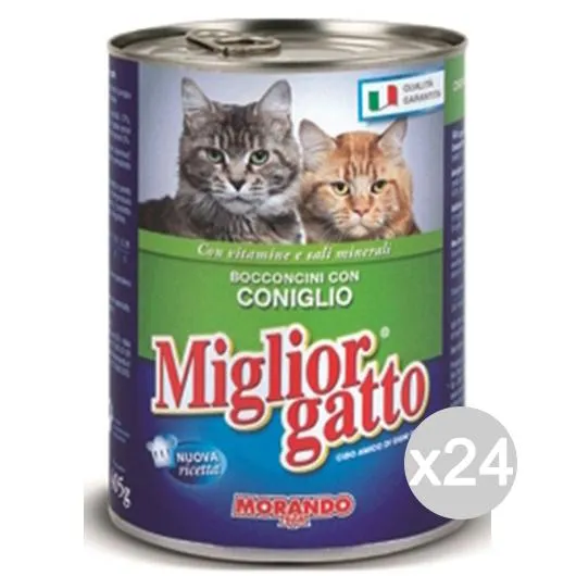 "Set 24 MIGLIOR GATTO Bocconcini Coniglio 400 Gr. Cibo Per Gatti"