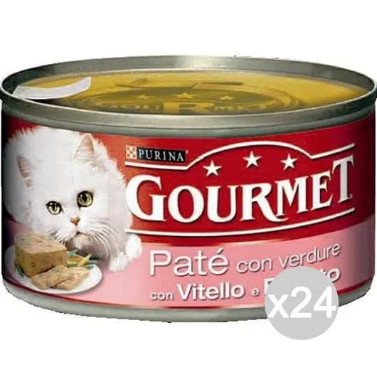 "Set 24 PURINA Gourmet Lattine Vitello Prosc/Form.195 Pate' Cibo Per Gatti"