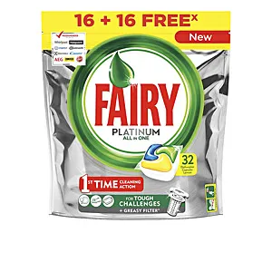 FAIRY PLATINUM TODO EN 1 LIMON lavavajillas 32 cápsulas