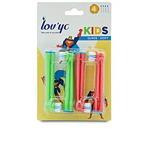 LOVYC Recambio cepillo eléctrico Kids superhéroes suave 4 ud