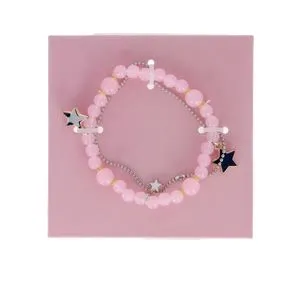 PULSERA DOBLE perlas y estrellas 1 pz