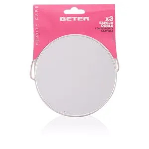 ESPEJO metálico doble x3 con soporte abatible 12,2 cm 1 pz