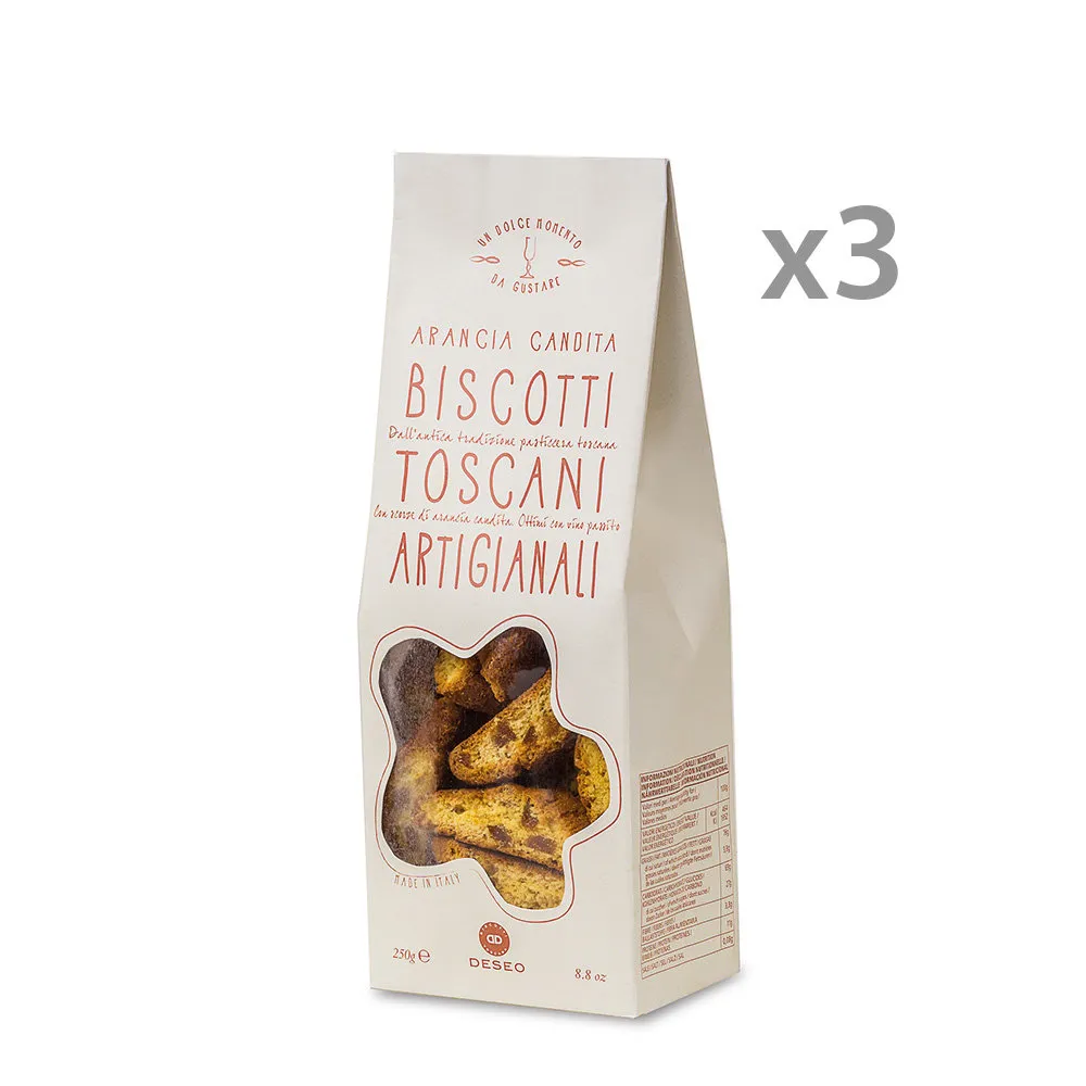 3 confezioni - Biscotti Toscani Arancia Candita 250 gr