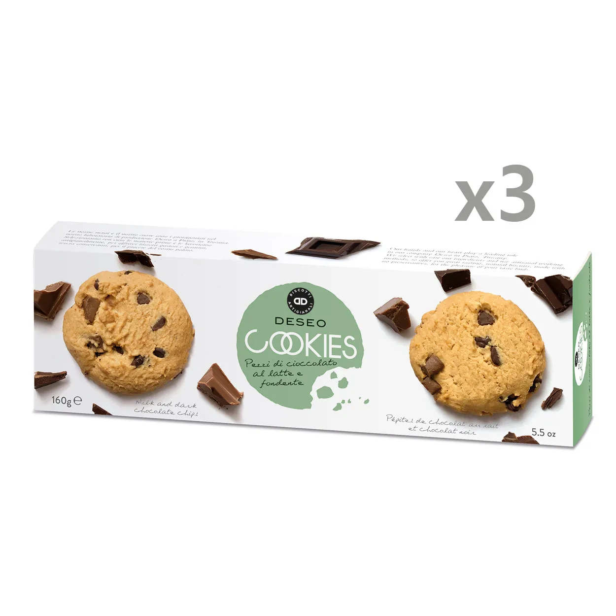 3 scatoline - Cookies Cioccolato Fondente e al Latte 160 gr