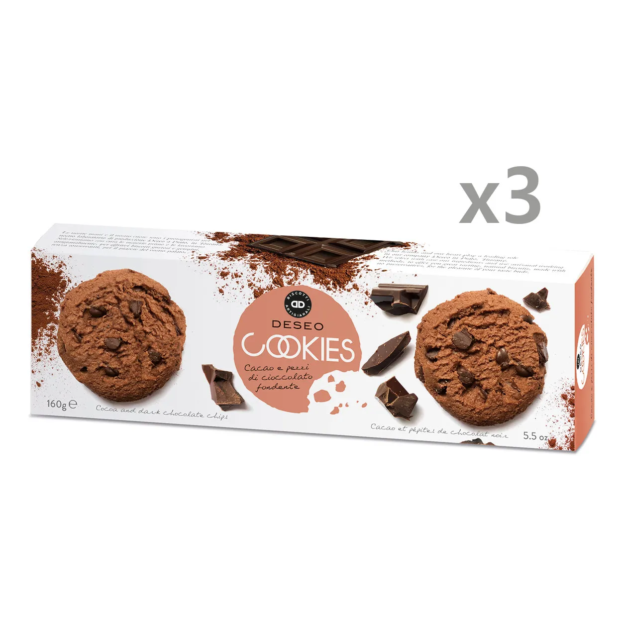 3 scatoline - Cookies Cacao e Cioccolato Fondente 160 gr