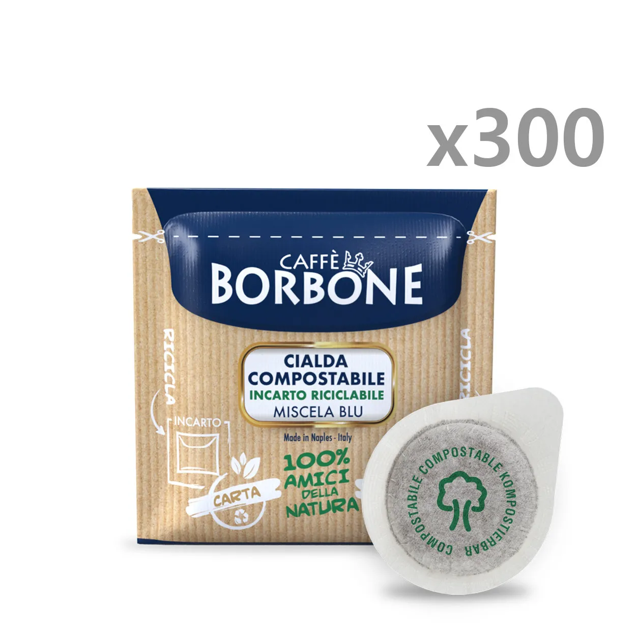 300 cialde - "Borbone Cialda BLU" compatibile Cialda ESE 44 mm