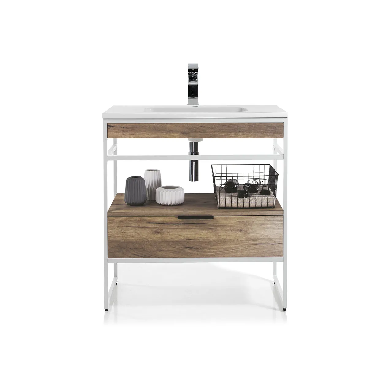 Mobile bagno Loom-A Wood 80, rovere/bianco opaco