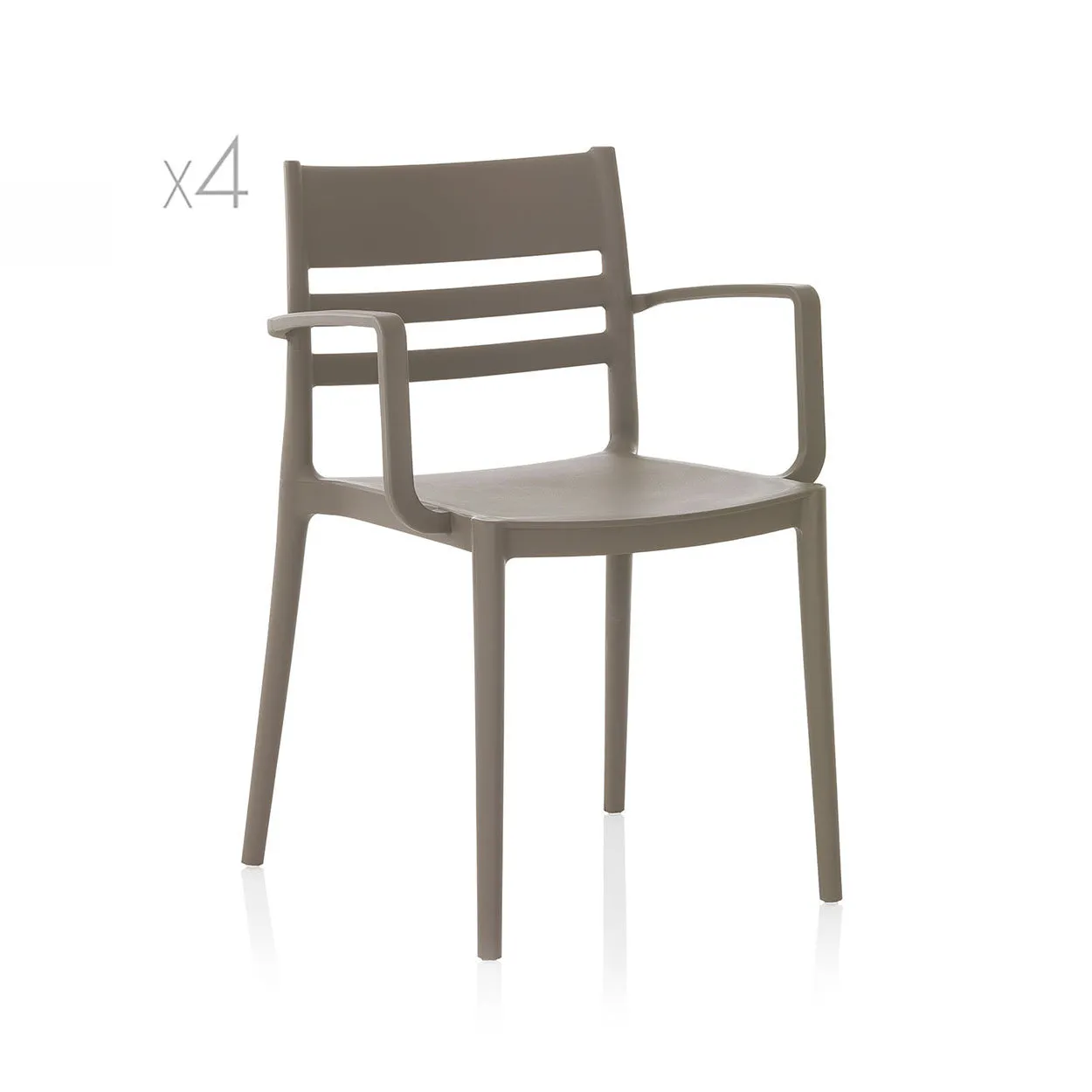 Set 4 sedie con braccioli da interno/esterno CLYDE, grigio