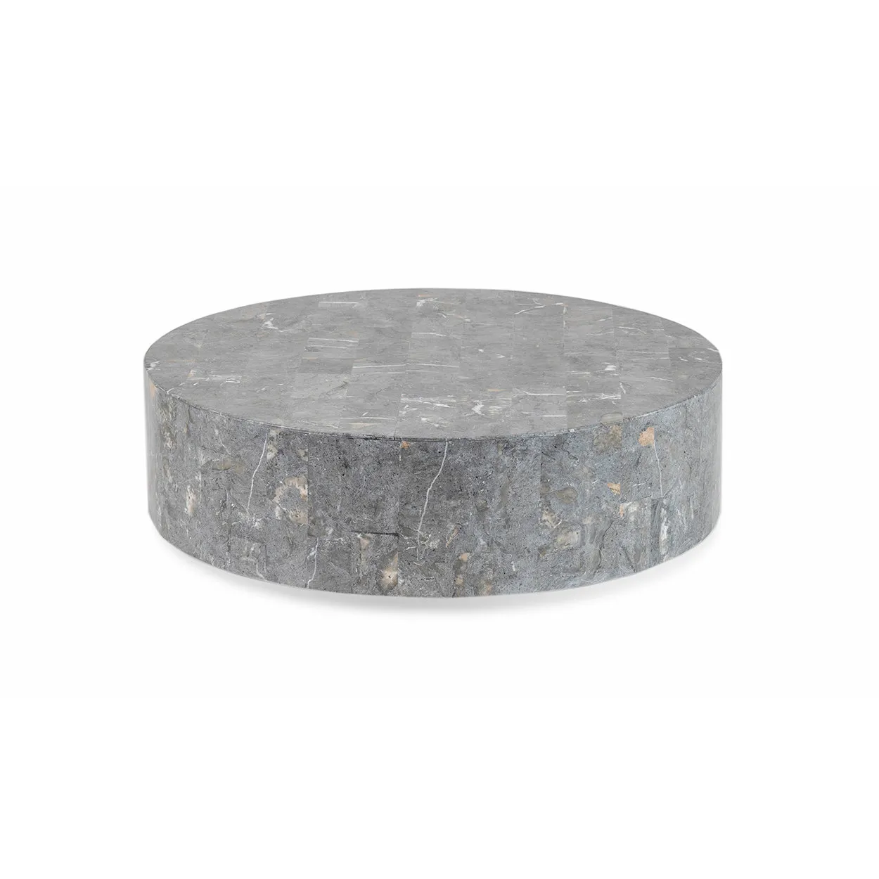 Round 1 - Tavolino in pietra fossile gray stone 85 x 85 x 28h