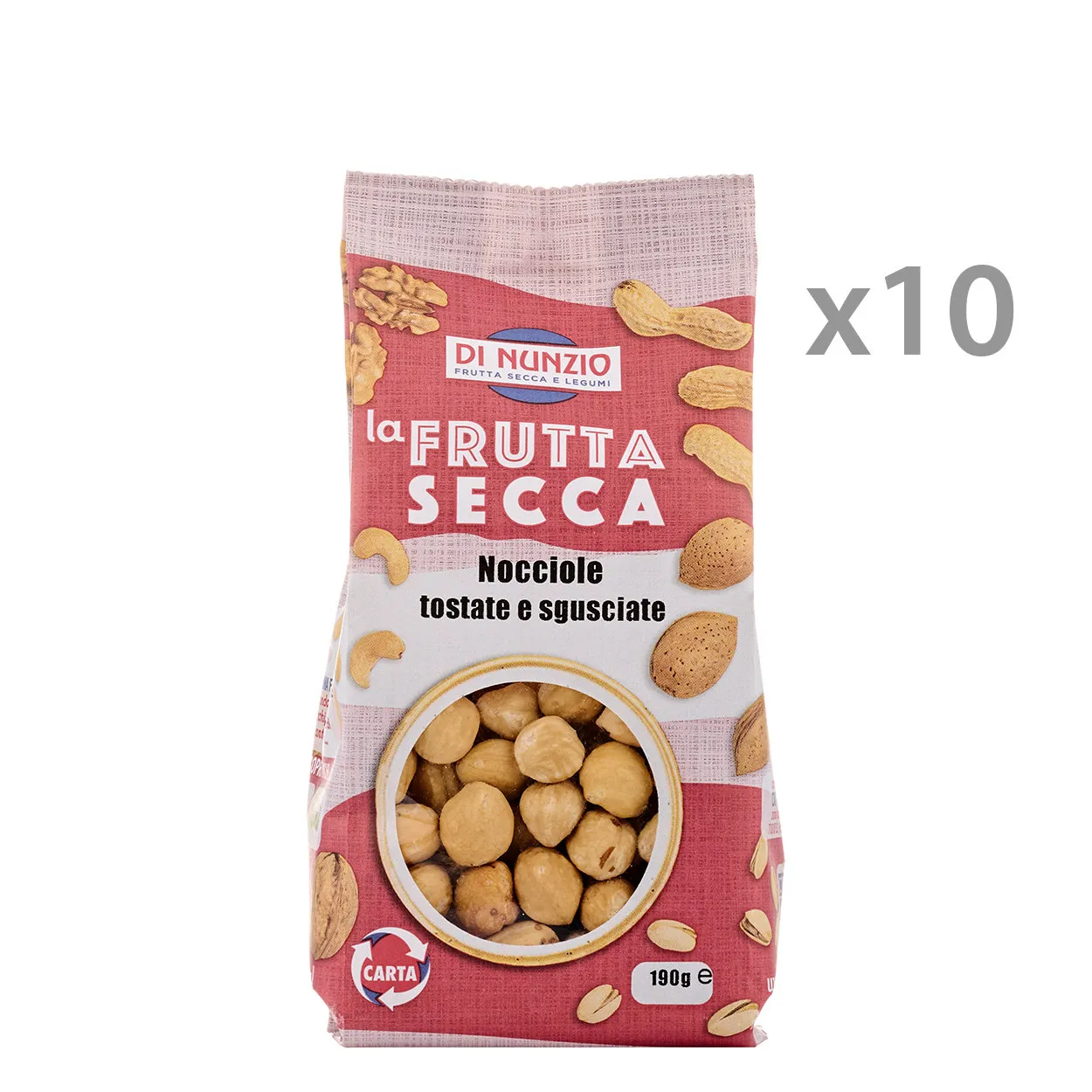 10 confezioni - Nocciole Sgusciate e Pelate Tostate 190 gr
