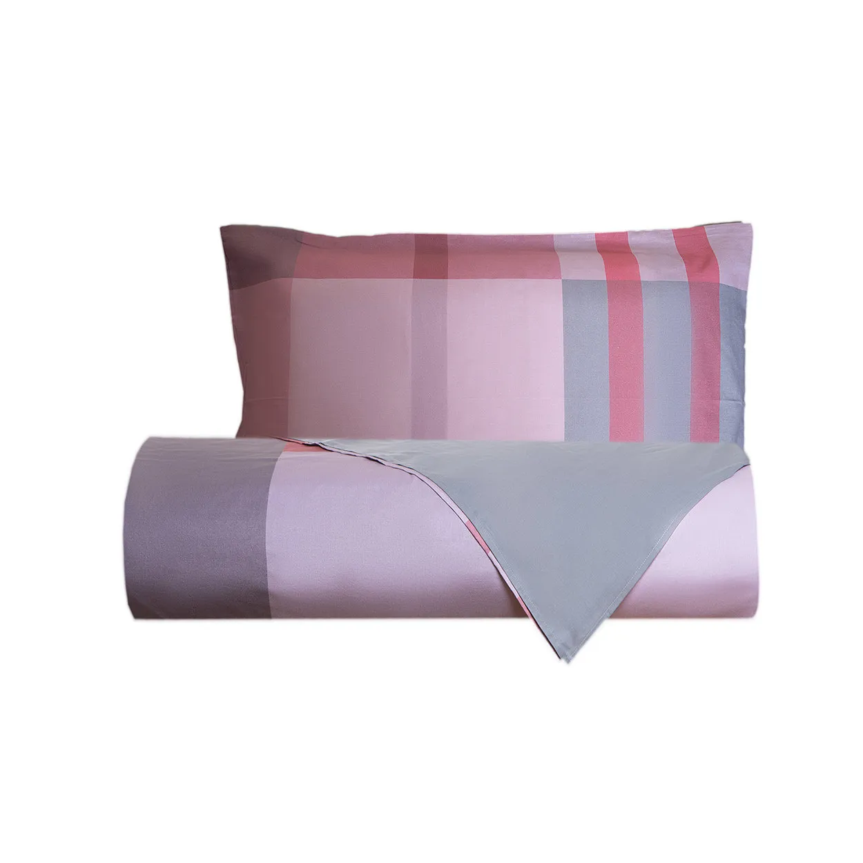 Parure copripiumino bifaccia Tartan # 3 rosa _ una piazza