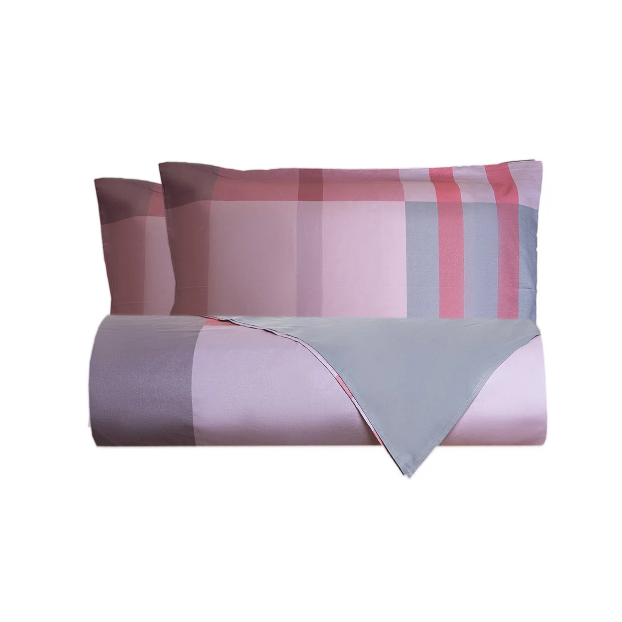 Parure copripiumino bifaccia Tartan # 3 rosa _ due piazze