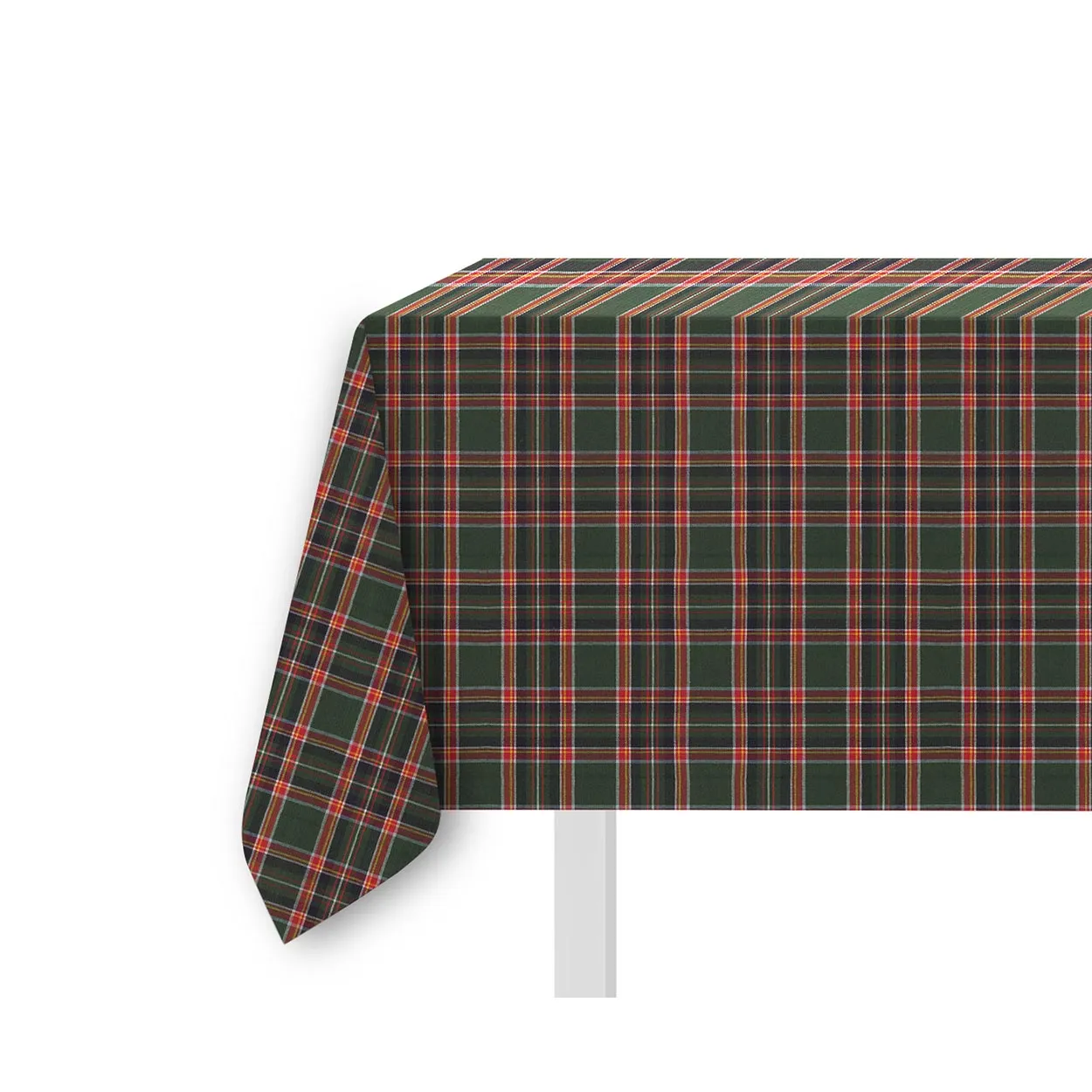 Tavola Xmas Lurex , Tovaglia 6 posti 140x170 Made in Italy, xmas tartan green