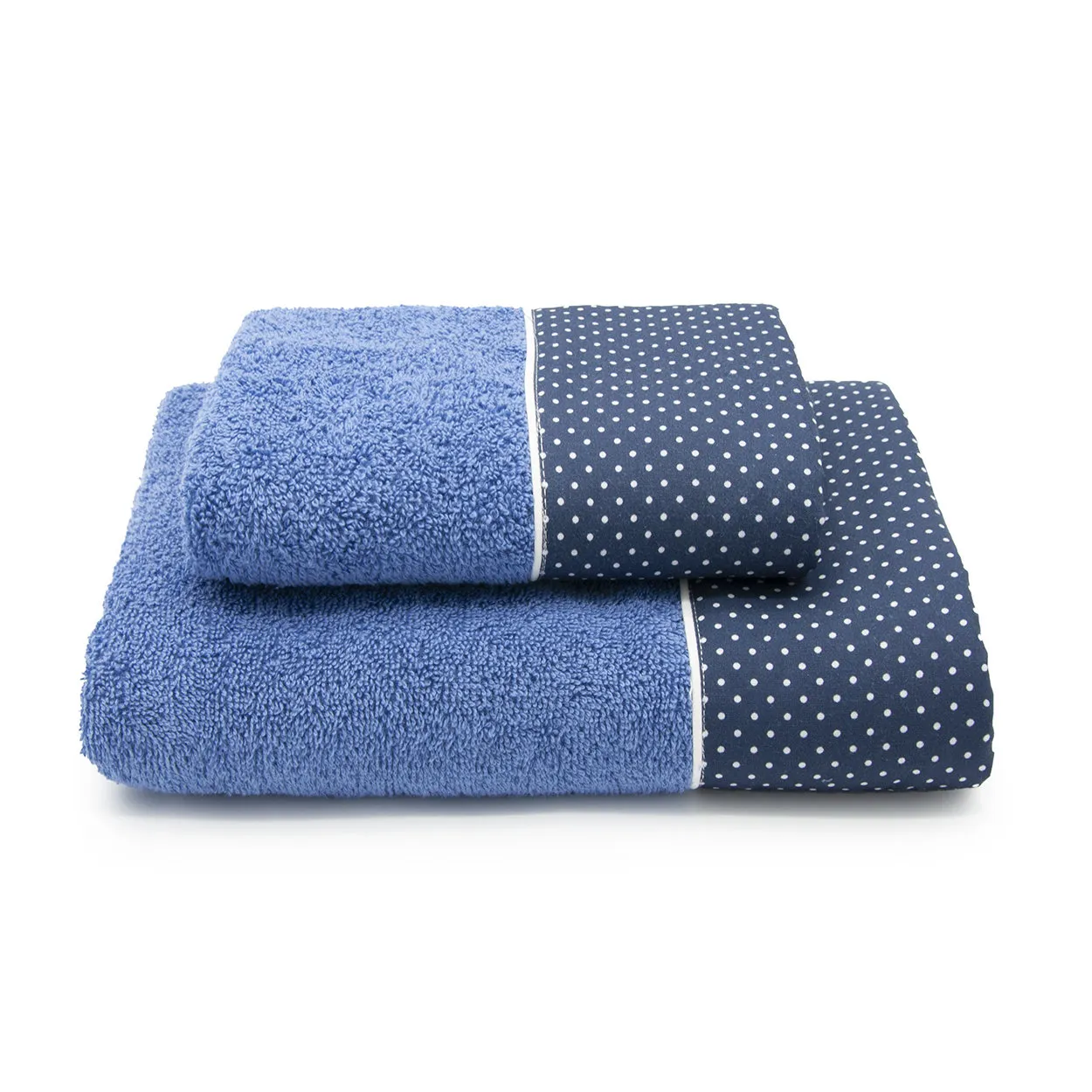 Set asciugamani Pois (1 asciugamano viso + 1 asciugamano ospite), blu