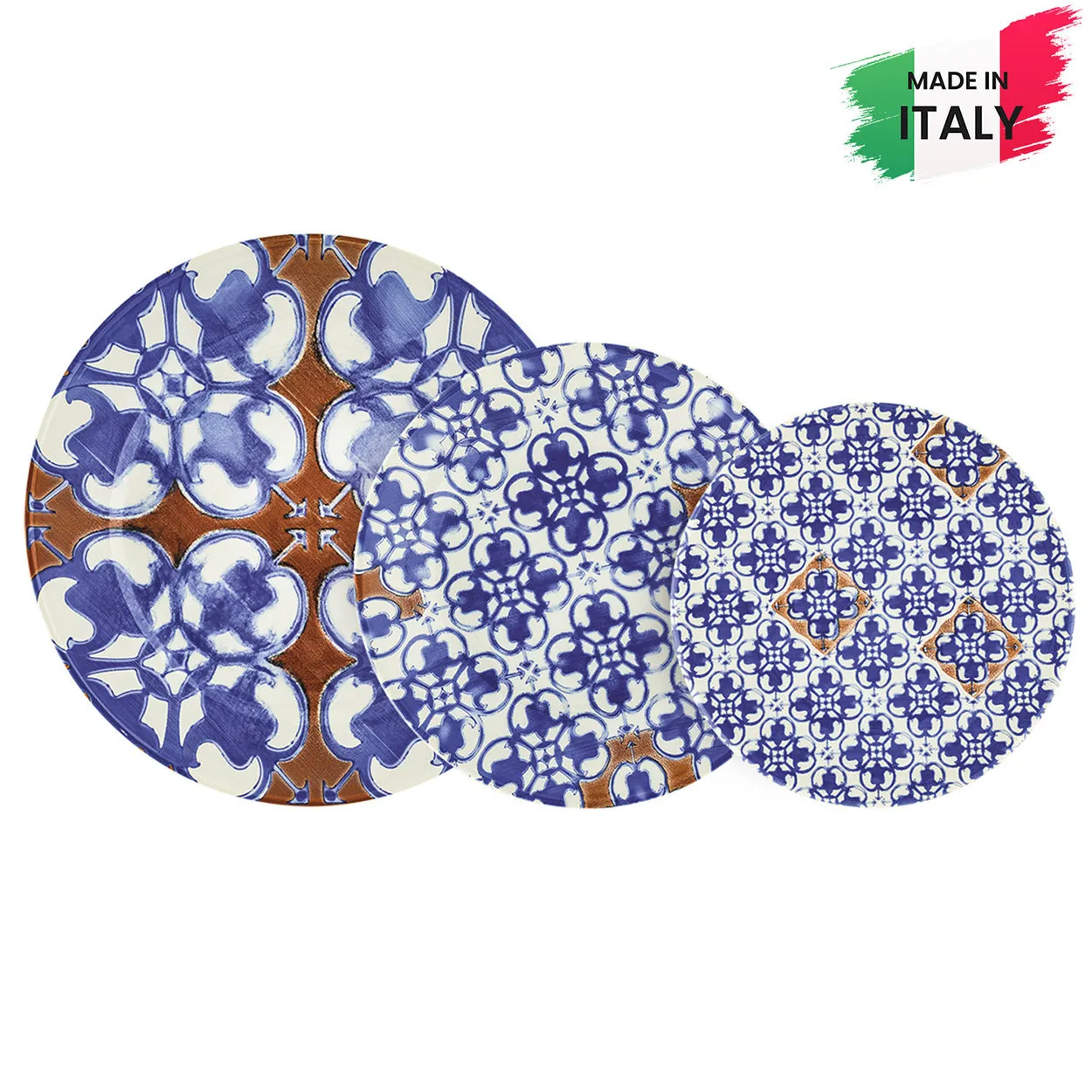 Servizio piatti ceramica sottosmalto 18 pezzi Ravello