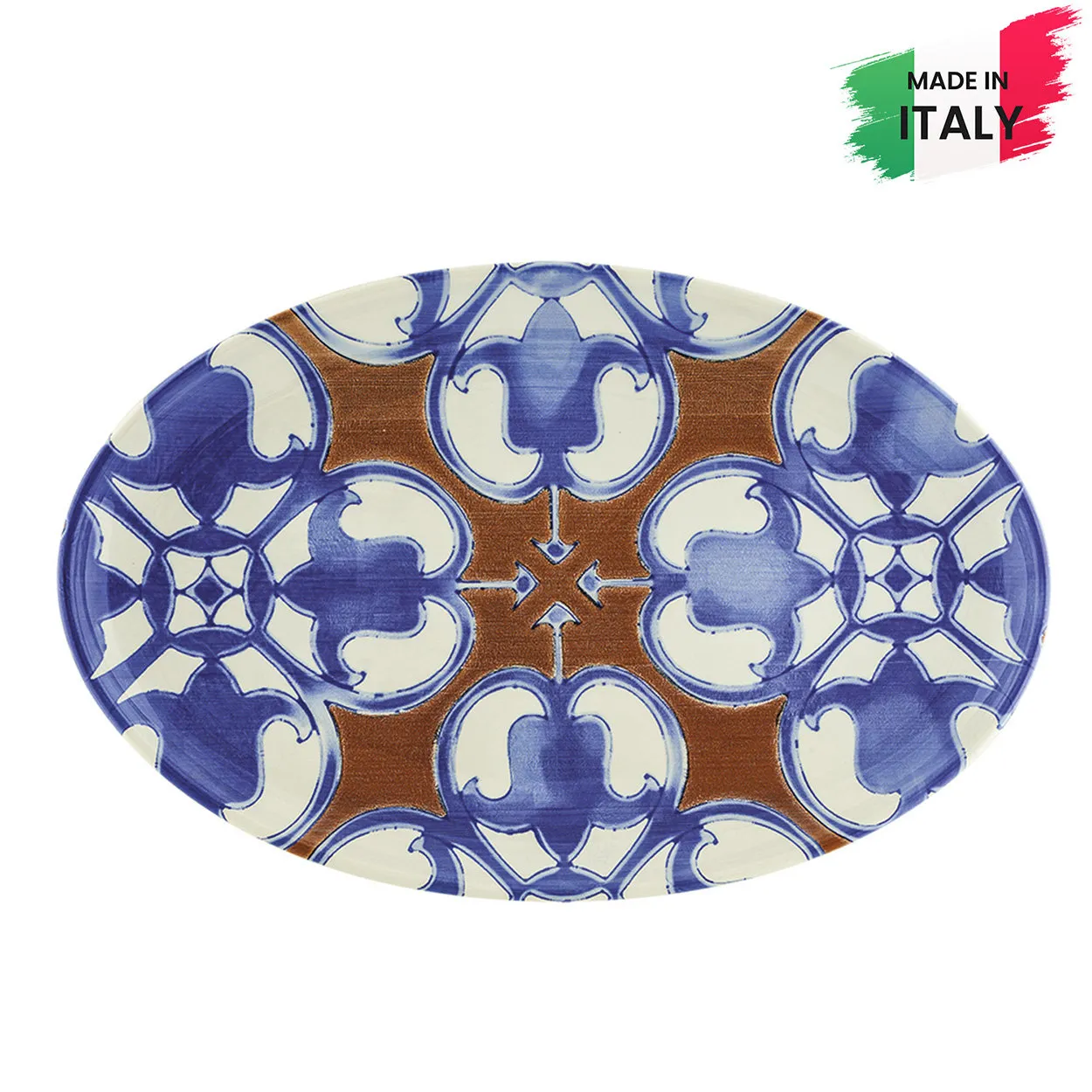 Piatto portata ovale ceramica sottosmalto cm 40x25 Ravello