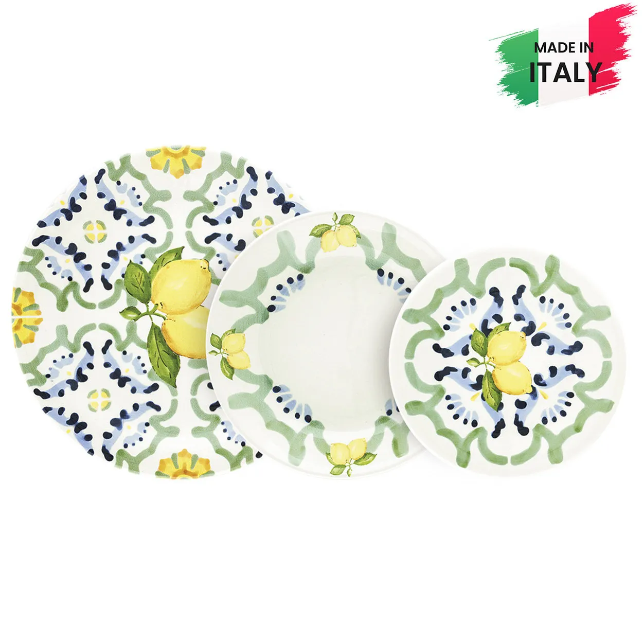 Servizio piatti ceramica sottosmalto 18 pezzi Amalfi
