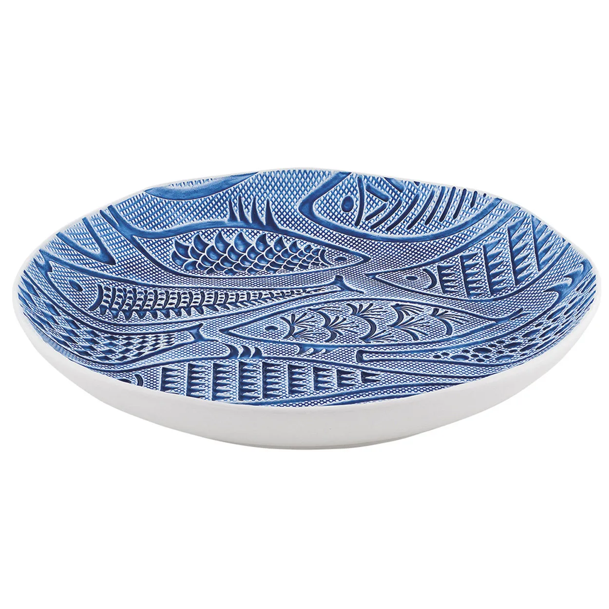 Piatto portata tondo ceramica Maris blu cm 30,5x30,5x4,5