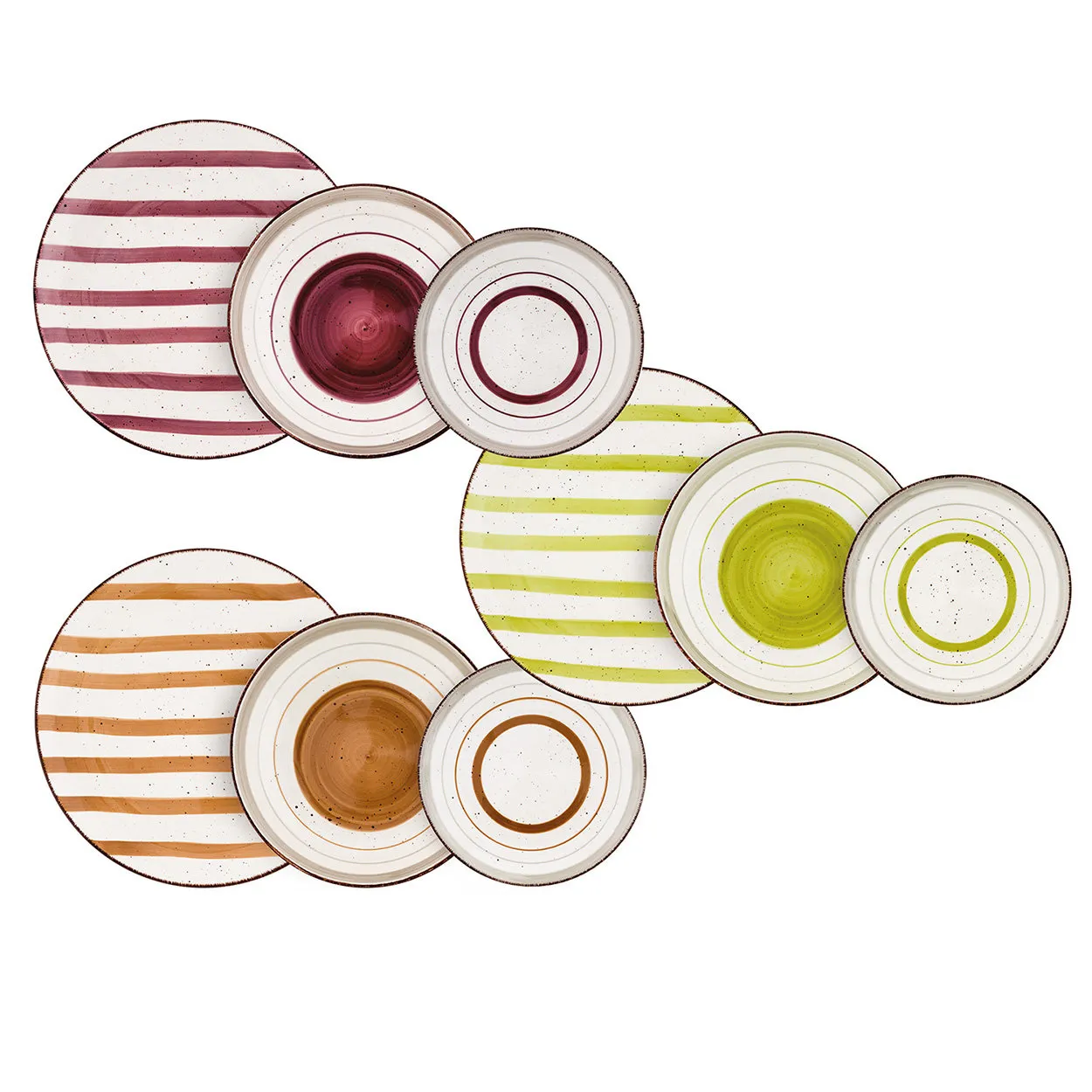 Servizio piatti in ceramica 18 pezzi Mirra colori assortiti