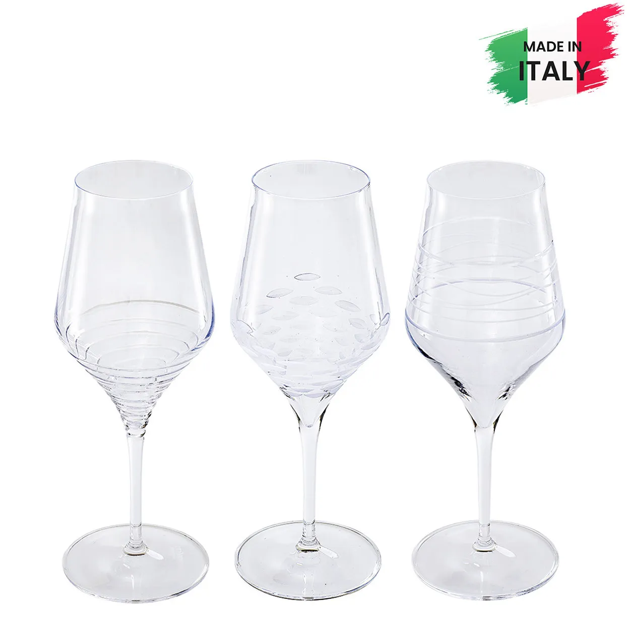 Calice vino intagliati decoro assortito contessa set 6pezzi