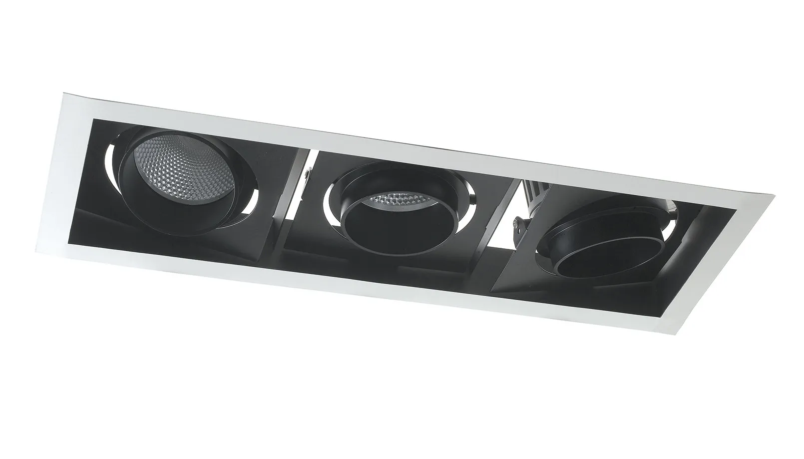 Incasso Led Apollo Antiriflesso in Bianco e Nero Con Tre Luci Spot Orientabile 3x20w 3000k (luce Alda)