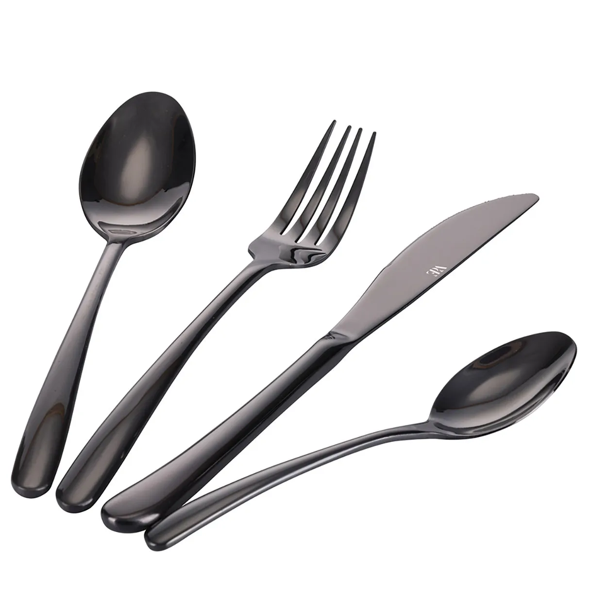 Set 24 posate in acciaio inox nero lucido, Drop