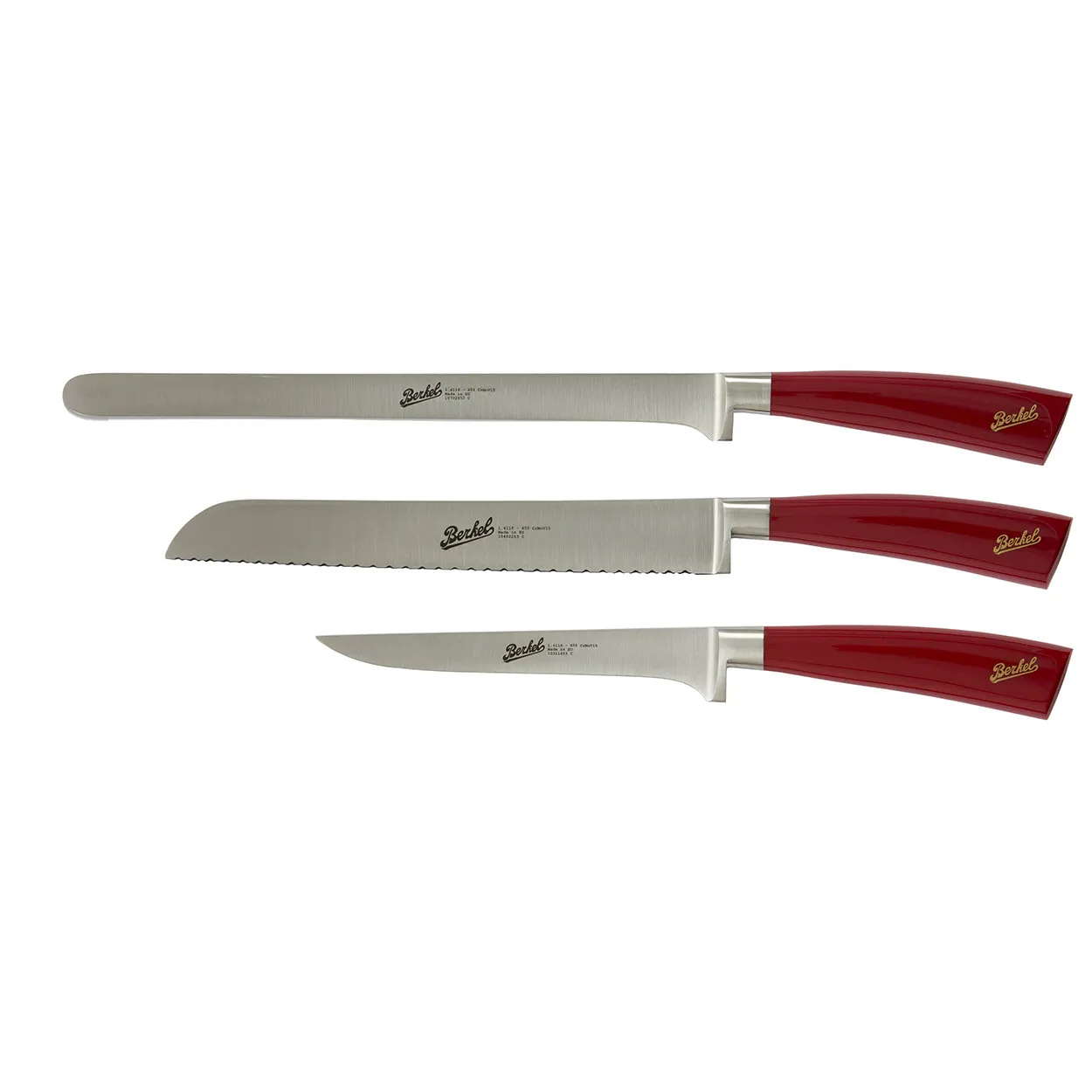 Elegance set 3 coltelli da prosciutto, rosso