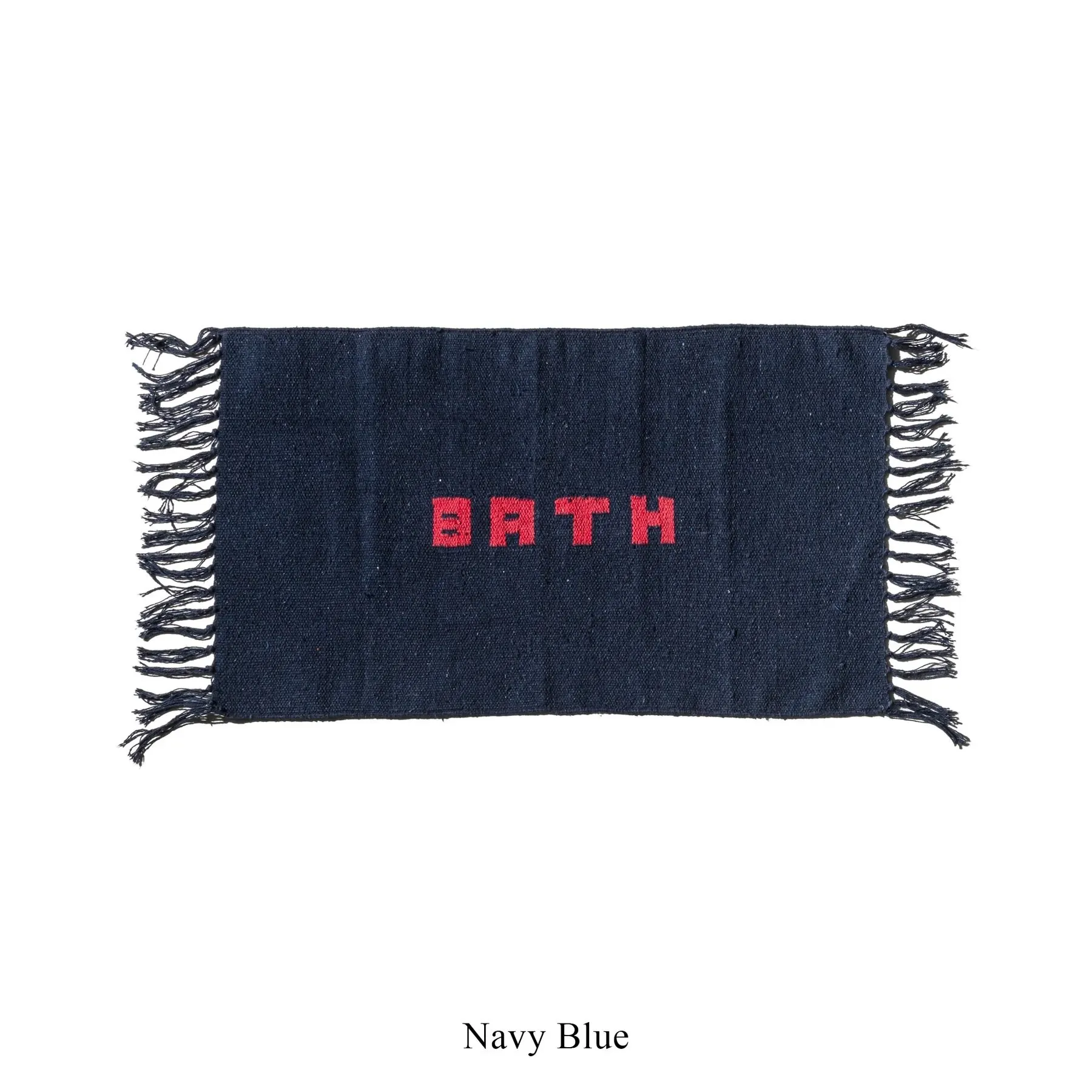 Tappetino da bagno in filato riciclato fatto a mano / blu navy 45 x 75cm