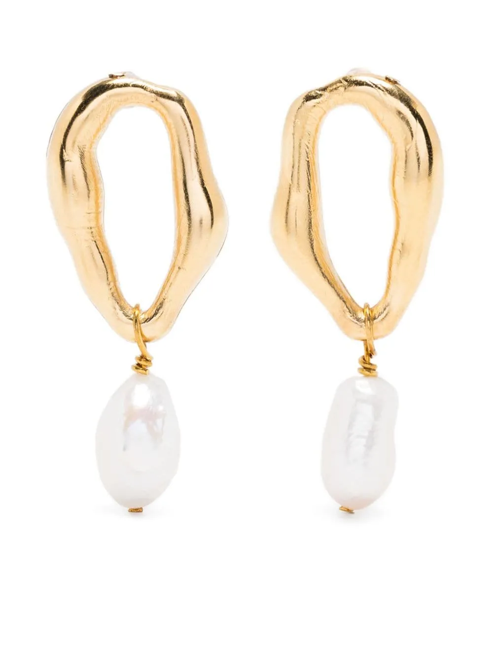 Strass Sculpture Earrings With Pearl 18k Gold Plated 12178myjewel