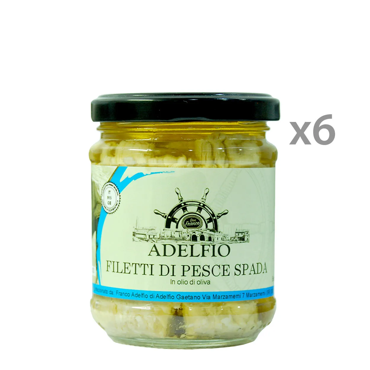 6 vasetti - Filetti di pesce spada all'olio d'oliva 200 gr