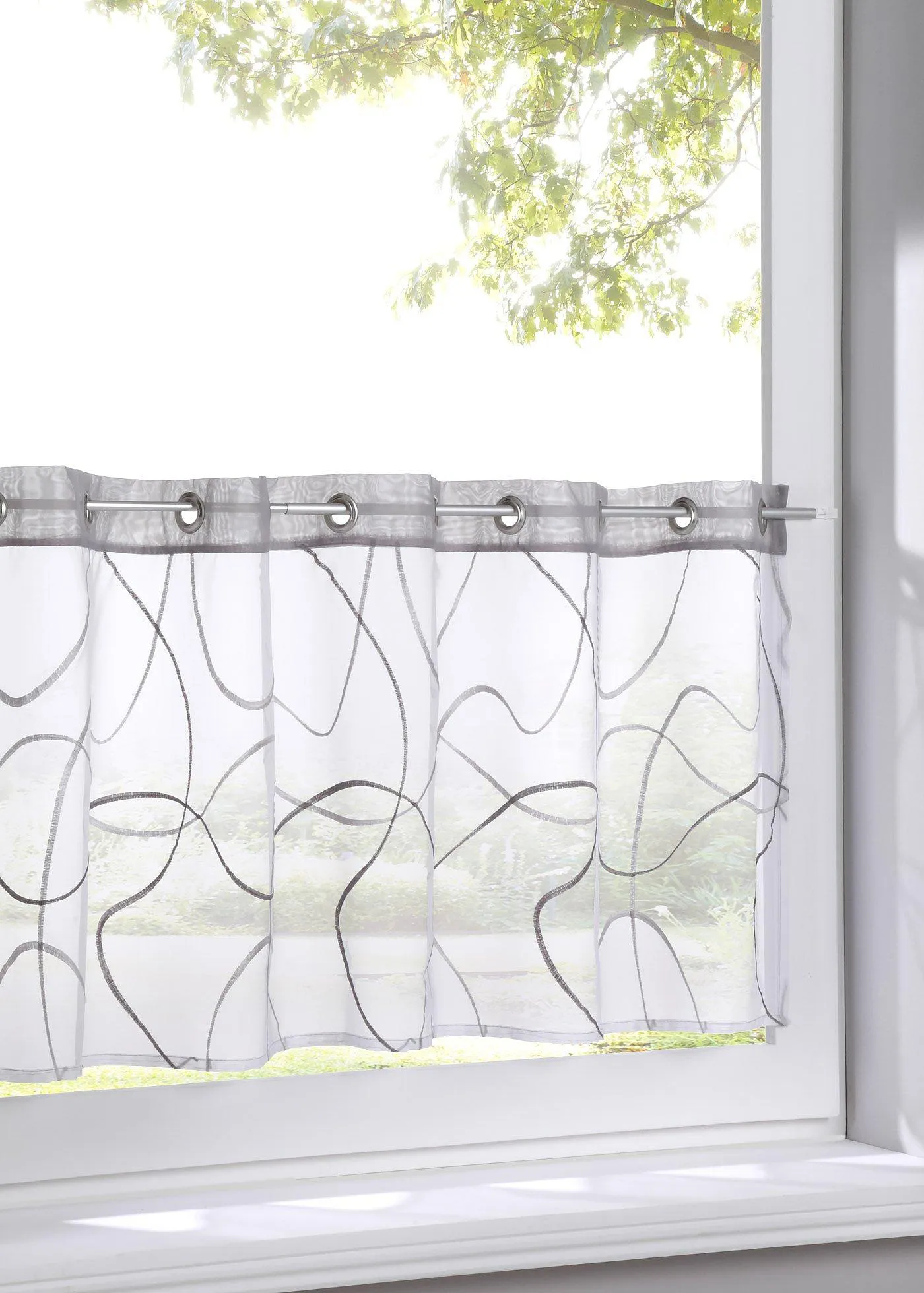 Tenda a vetro ricamata (Grigio) - bpc living bonprix collection