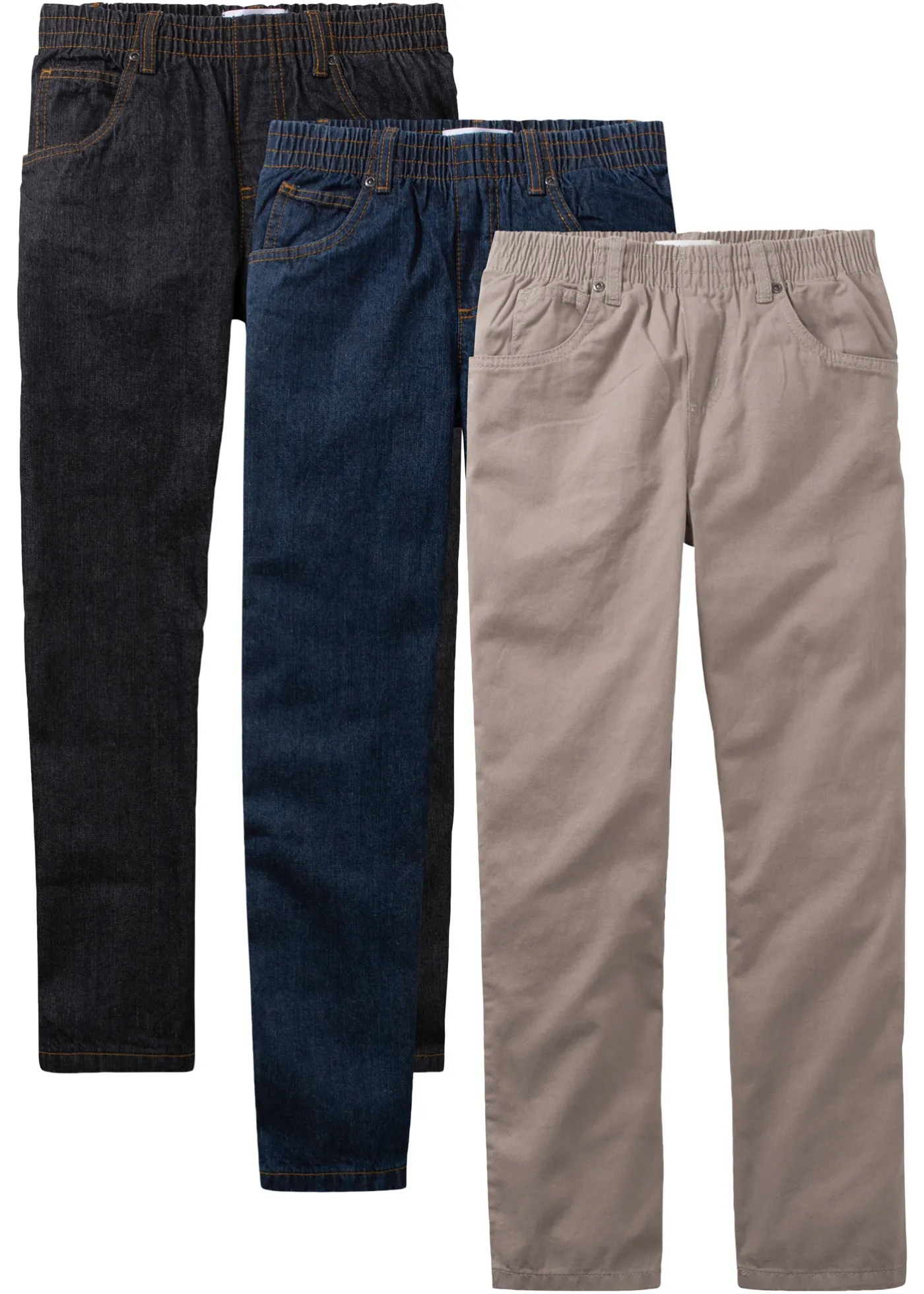 Pantaloni basic, modello cinque tasche con elastico in vita (Nero) - John Baner JEANSWEAR