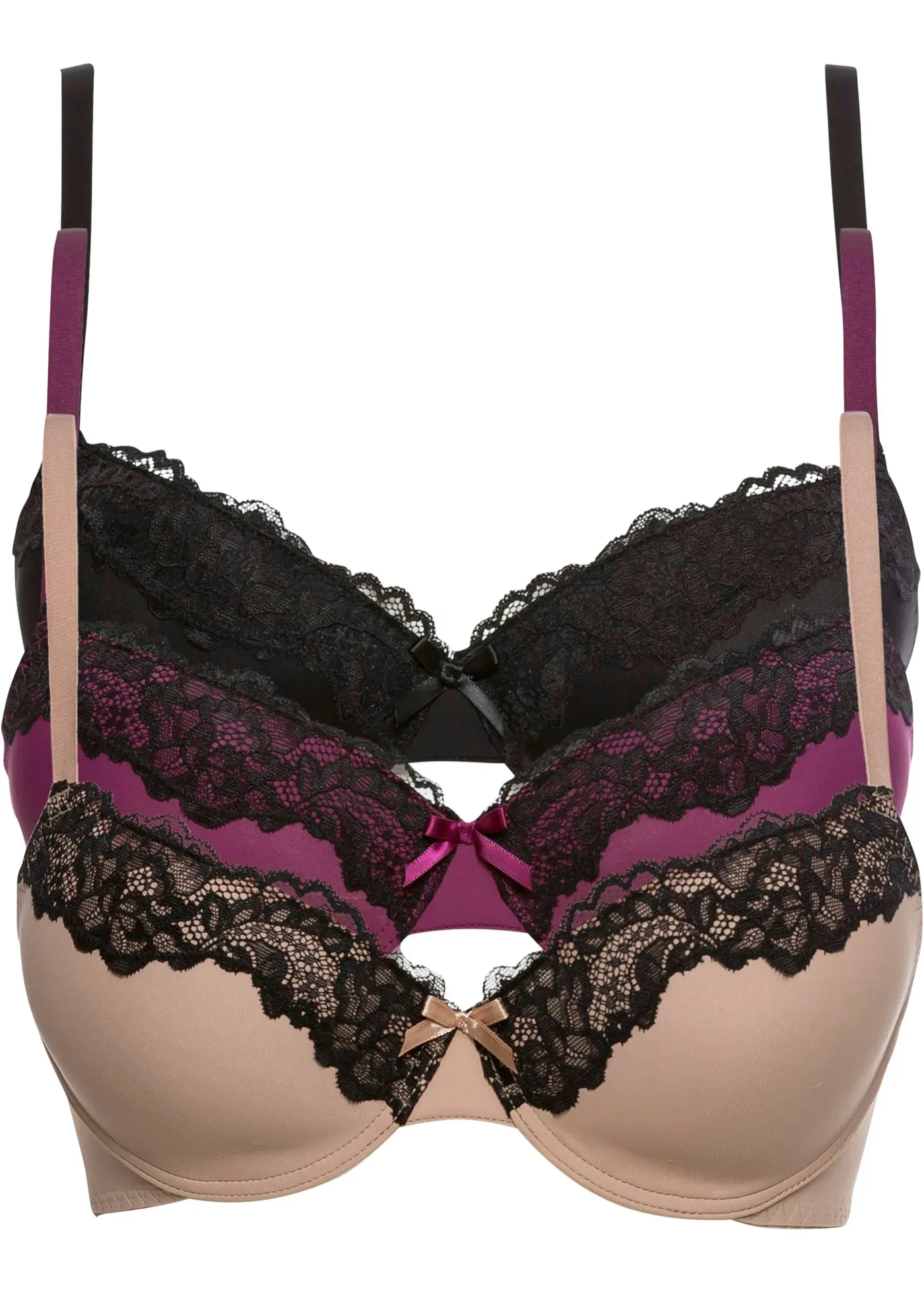 Reggisenoimbottito con ferretto (pacco da 3) (Nero) - BODYFLIRT