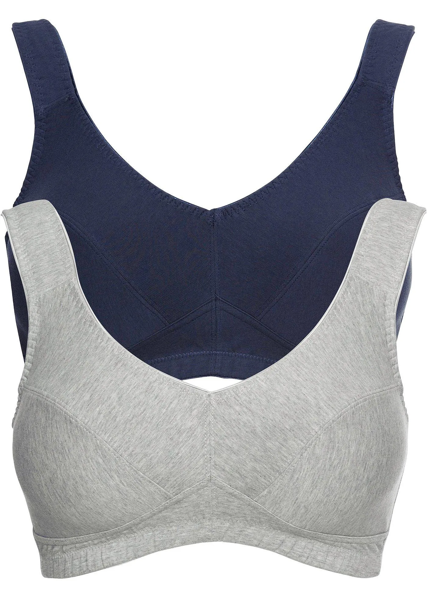 Reggiseno senza ferretto  con cotone biologico (pacco da 2) (Blu) - bpc bonprix collection