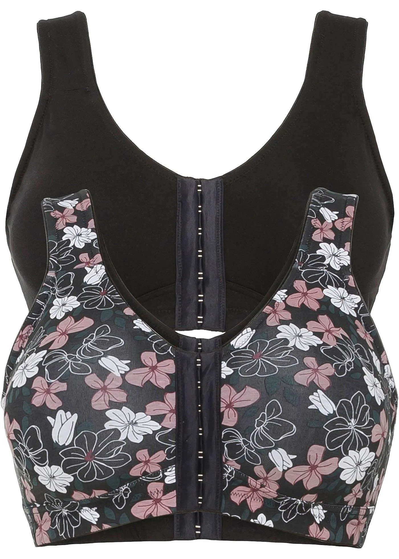 Reggiseno senza ferretto con chiusura anteriore (pacco da 2) con cotone (Nero) - bpc bonprix collection