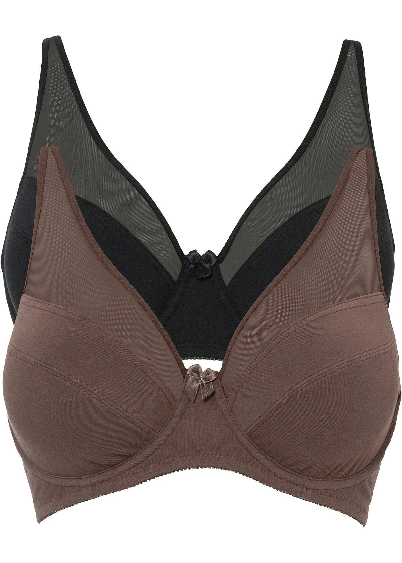 Reggiseno con ferretto e cotone (pacco da 2) (Nero) - bpc bonprix collection